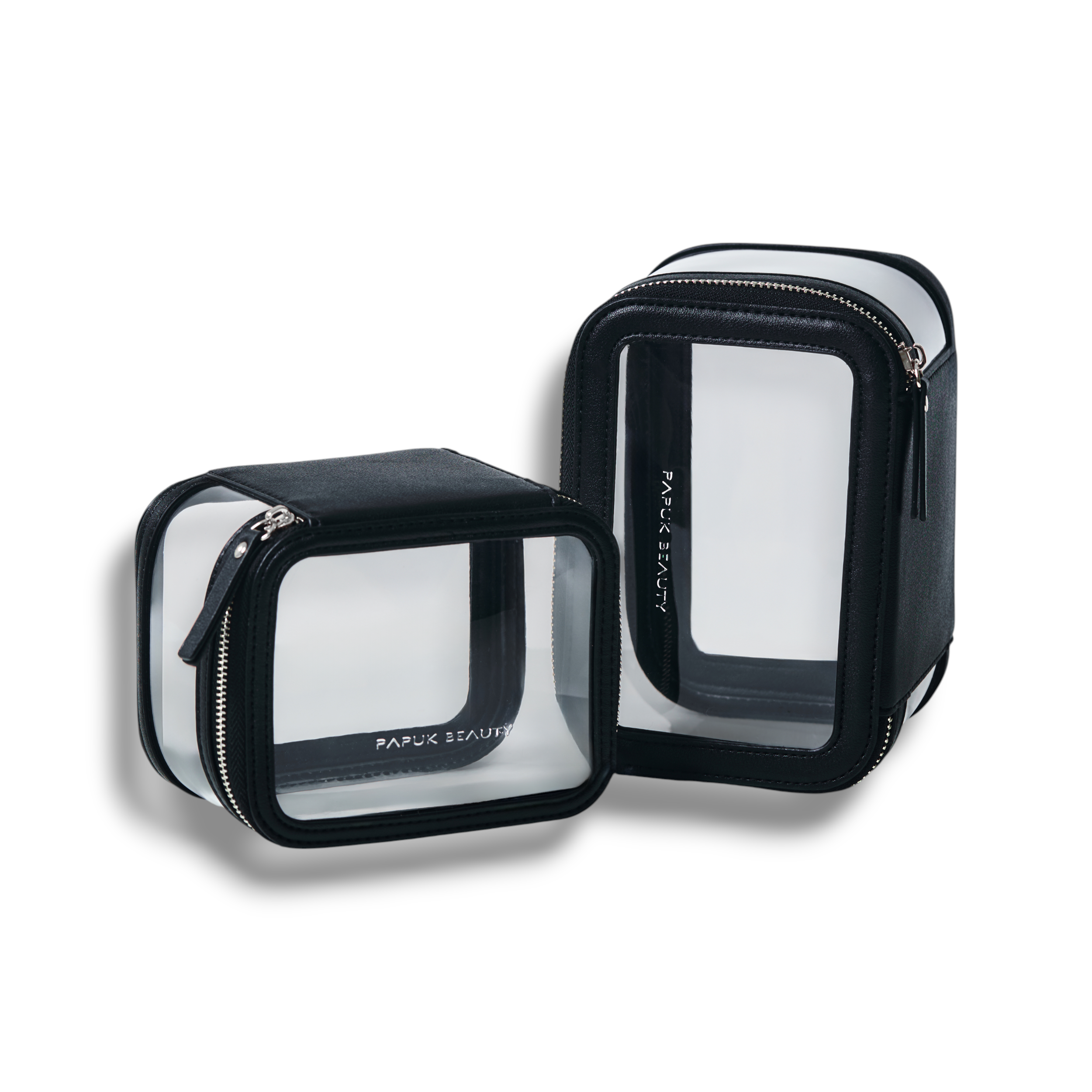 Набор прозрачных косметичек-органайзеров, черный