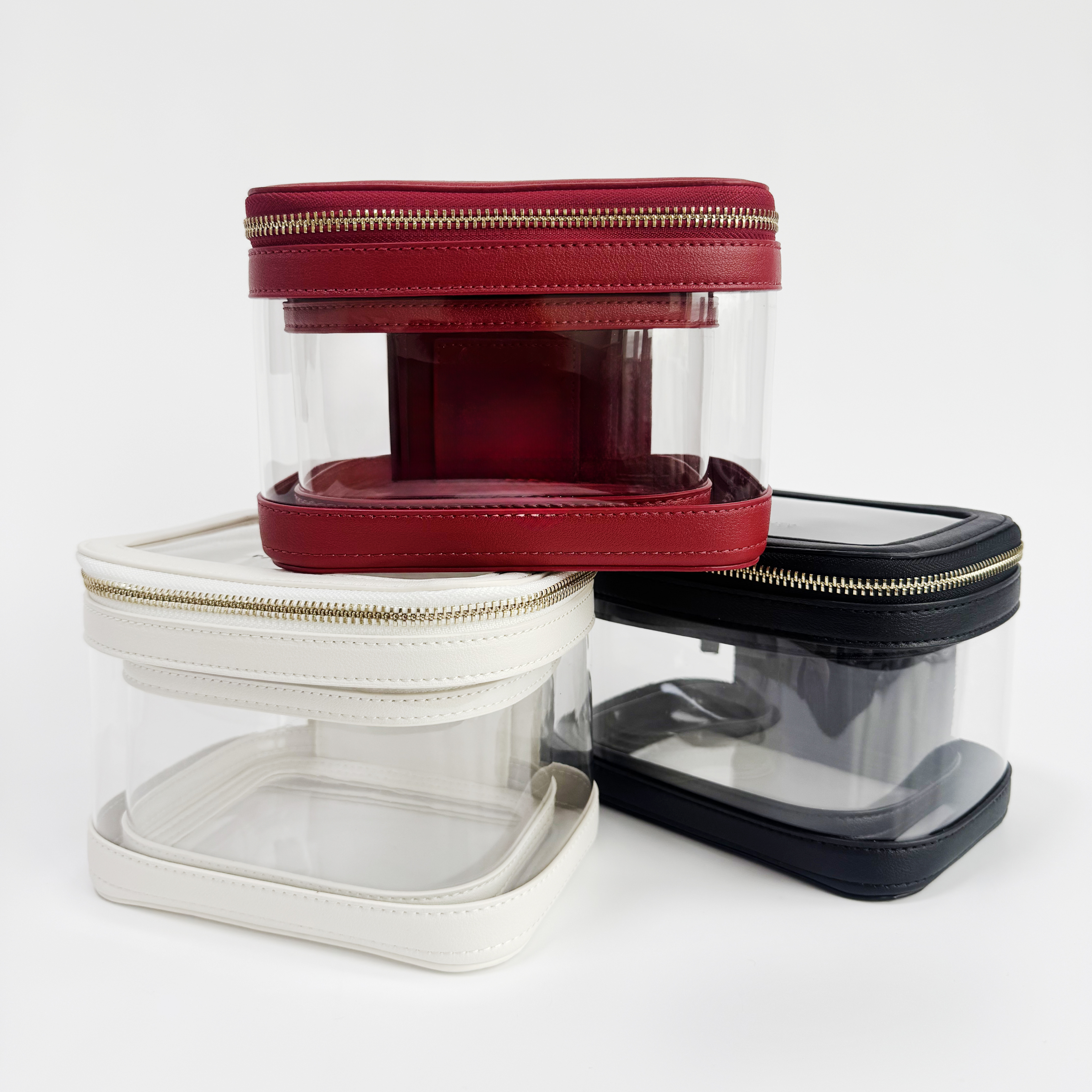 Набор прозрачных косметичек-органайзеров, черный