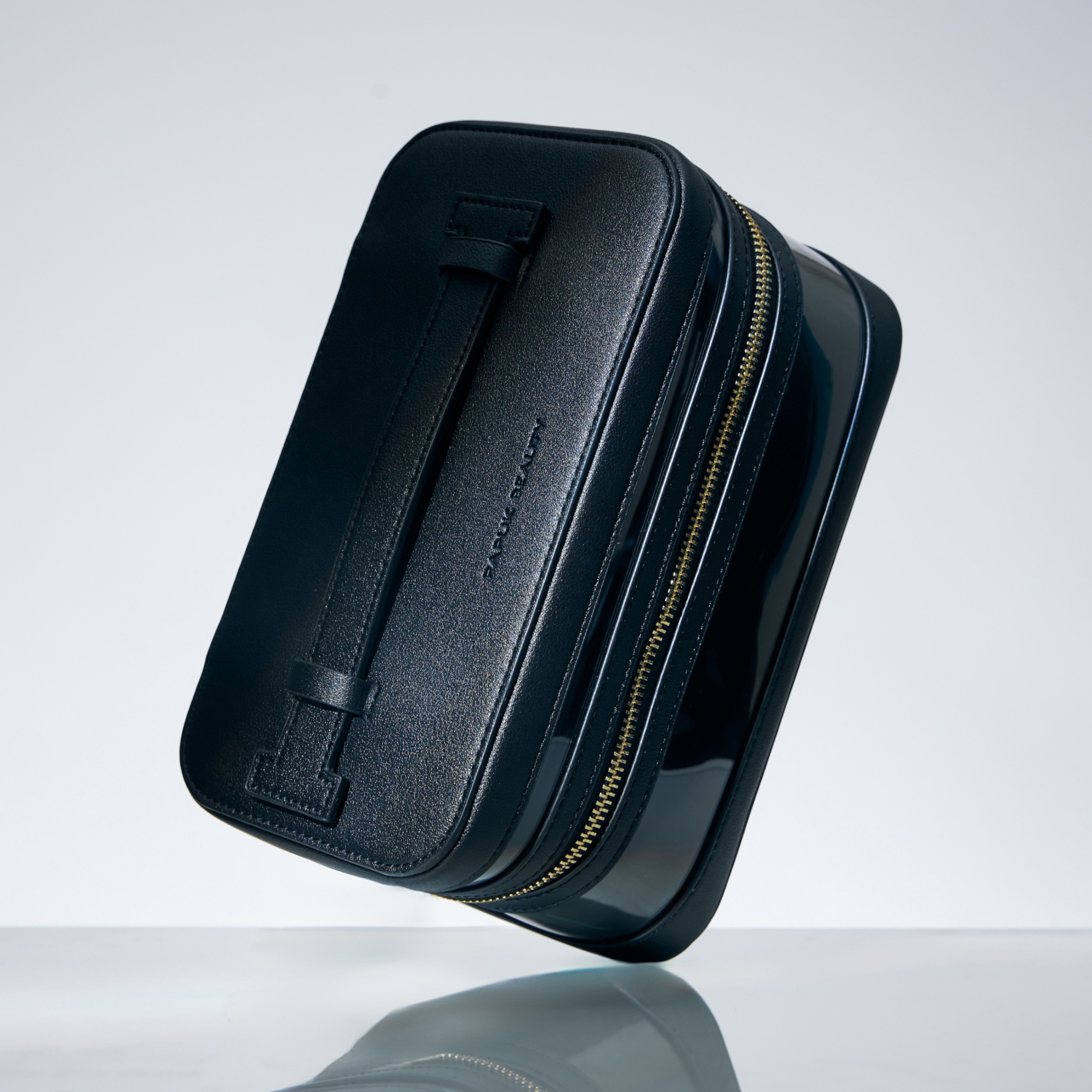 Прозрачная косметичка с ручкой, черная