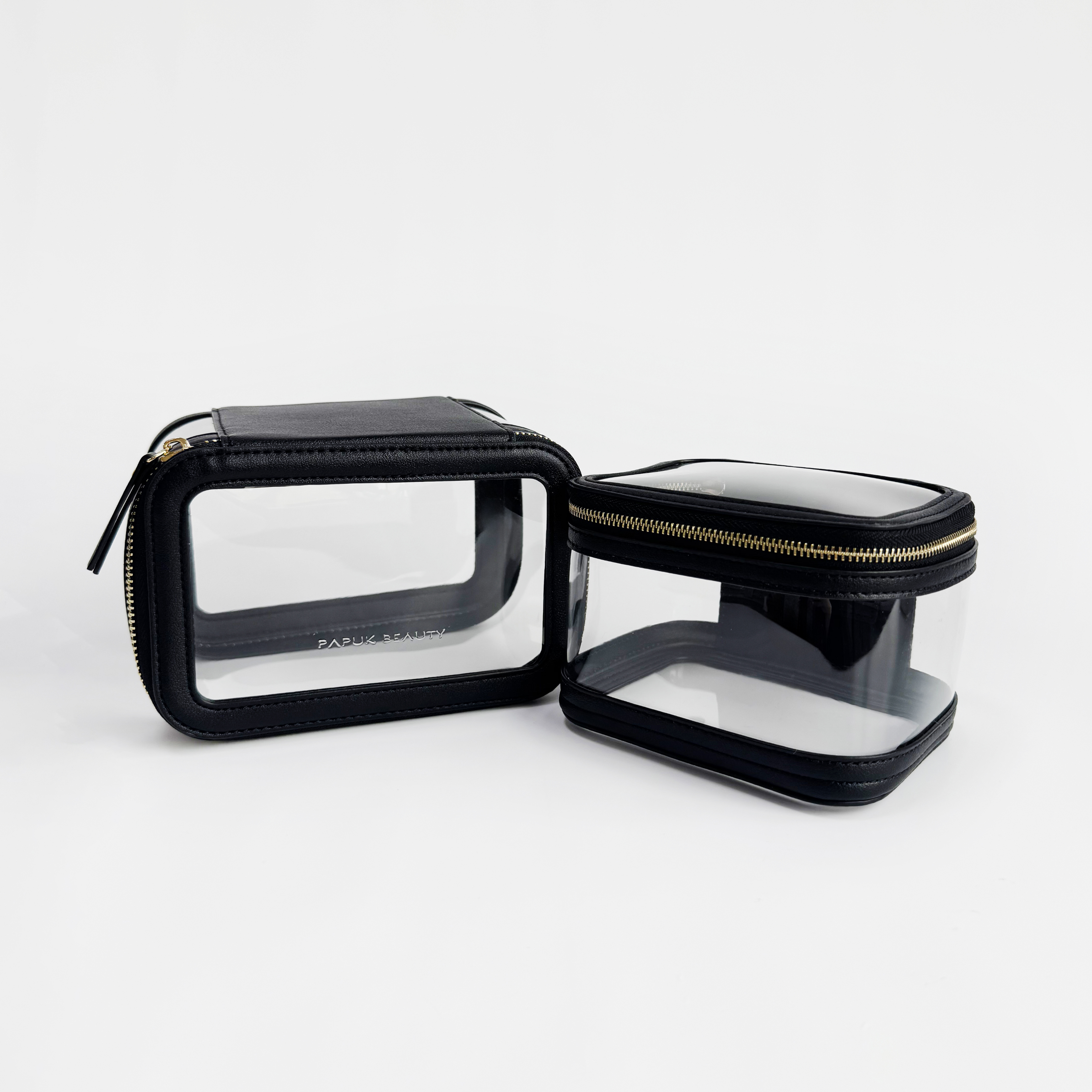 Набор прозрачных косметичек-органайзеров, черный